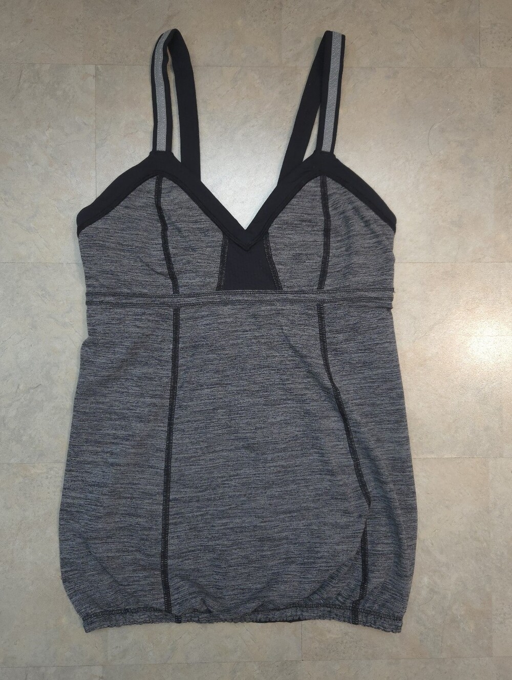 Lululemon Heather Gray Athletic Tank with Black Trim Size 6